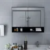 Image de Armoire à miroir de salle de bain LED Noir 80x15x60 cm MDF