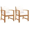 Image de Chaises de jardin lot de 2 et coussin crème Bois acacia massif