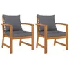Image de Chaises de jardin lot de 2 avec coussin gris foncé Bois acacia