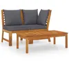Image de Salon de jardin modulable vidaxl bois massif 2 personnes 3 pieces