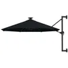 Image de Parasol mural de jardin avec LED 300 cm noir