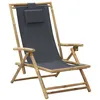 Image de Chaise vidaxl interieur pliable en bambou H. 71 cm gris