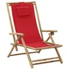 Image de Chaise de relaxation inclinable Rouge Bambou et tissu