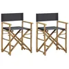 Image de Chaises pliables de directeur lot de 2 Gris foncé Bambou tissu