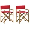 Image de Chaises pliables de directeur lot de 2 Rouge Bambou et tissu