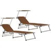 Image de vidaXL Chaises longues pliables et toit lot de 2 Aluminium textilène312461