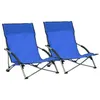 Image de Chaises de plage pliables lot de 2 Bleu Tissu