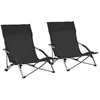 Image de Chaises de plage pliables lot de 2 Noir Tissu