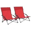 Image de Chaises de plage pliables lot de 2 Rouge Tissu