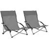 Image de Chaises de plage pliables lot de 2 Gris Tissu