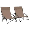 Image de Chaises de plage pliables lot de 2 Taupe Tissu