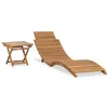 Image de Chaise longue pliable avec table Bois de teck solide