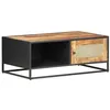 Image de Table basse 90x50x35cm Bois de manguier brut et canne naturelle