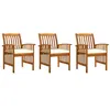 Image de Lot de 3 chaise vidaxl H. 90 cm empilable non pliable exterieur en acacia bois