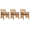 Image de Lot de 3 chaise vidaxl H. 90 cm non pliable en acacia exterieur bois