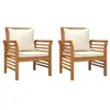 Image de 2 Chaises de canapé vidaXL avec coussins blanc crème Bois d'acacia