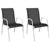 Image de Chaises empilables de jardin lot de 2 Acier et textilène Noir
