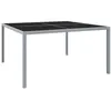 Image de Table de jardin 130x130x72 cm Gris Acier et verre
