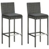 Image de Tabourets de bar de jardin et coussins lot de 2 résine tressée