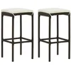 Image de Tabourets de bar avec coussins lot de 2 marron résine tressée