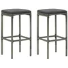 Image de Tabourets de bar avec coussins lot de 2 gris résine tressée