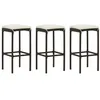 Image de vidaXL Tabourets de bar avec coussins lot de 3 marron résine tressée313442