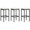 Image de Tabourets de bar avec coussins lot de 3 noir résine tressée