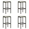 Image de Tabourets de bar avec coussins lot de 4 marron résine tressée