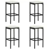 Image de Tabourets de bar avec coussins lot de 4 noir résine tressée