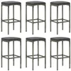 Image de Tabourets de bar avec coussins lot de 6 gris résine tressée