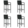 Image de Tabourets de bar lot de 4 noir résine tressée
