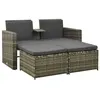 Image de Salon de jardin 3 pcs avec coussins Résine tressée Gris