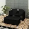 Image de Salon de jardin 3 pcs avec coussins Résine tressée Noir