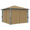 Image de vidaXL Prieel met gordijn 300x300 cm aluminium taupe313893
