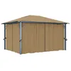 Image de vidaXL Prieel met gordijn 400x300 cm aluminium taupe313894