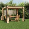 Image de vidaXL Prieel met gordijnen 3x3 m staal taupe313897