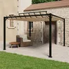 Image de vidaXL Prieel met lamellendak 3x3 m stof en aluminium taupe313925
