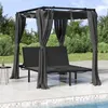 Image de Chaise longue vidaxl H. 204 cm en acier L. 207 cm gris non empilable non pliable