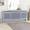 Image de Cache-radiateur - vidaXL - 205 cm - MDF Gris - Design à lattes modernes - Espace de rangement supplémentaire