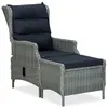 Image de Chaise inclinable de jardin tabouret Résine tressée Gris clair