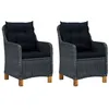 Image de Lot de 2 chaise vidaxl H. 92 cm empilable non pliable exterieur en resine tressee gris