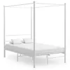 Image de Cadre de lit à baldaquin sans matelas blanc métal 120x200 cm
