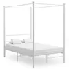 Image de Cadre de lit à baldaquin sans matelas blanc 140x200 cm métal