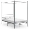 Image de Cadre de lit à baldaquin sans matelas gris métal 140x200 cm