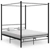 Image de Cadre de lit à baldaquin sans matelas noir 160x200 cm métal