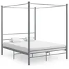 Image de Cadre de lit à baldaquin sans matelas gris métal 160x200 cm