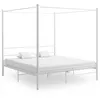 Image de Cadre de lit à baldaquin sans matelas blanc métal 180x200 cm