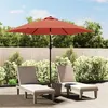 Image de vidaXL Parasol met LED-verlichting en stalen paal 300 cm terracotta313757