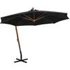 Image de vidaXL Zweefparasol met paal 3,5x2,9 m massief vurenhout zwart313772