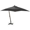 Image de vidaXL Parasol de Jardin Suspendu avec Mât, Pare-soleil de Patio, Abri de Soleil, Parasol de Terrasse, Anthracite 3x3 m Bois 313774